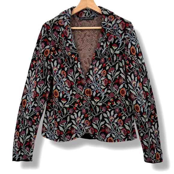Peruvian Connection Kashmiri Floral Knit Blazer Jacket Women’s Size Large - Picture 1 of 8